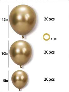 20pcs 5/10/12 Inch Gold Metal Latex Balloons, Suitable For Wedding, Anniversary, Carnival, Party, Birthday Party Decoration - Multicolor - View 2