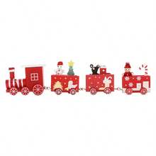Treno in legno da scrivania mini per Natale, decorazione fai-da-te, decorazione per vetrina - Multicolore - Visualizzare 5