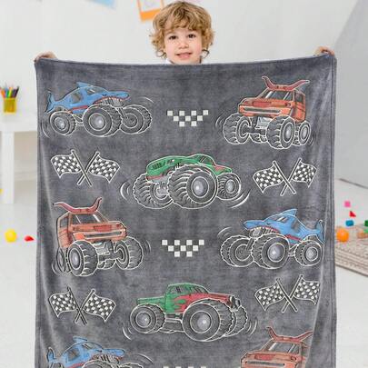 Boys Truck Car Toys Unique Gifts For Kids Glow In The Dark Blanket Glowing Cartoon Tractor Throw Blanket Soft Fleece Blanket Excavators Room Bed Sofa Decor Blankets