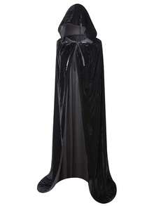 Unisex Hooded Cape Full-Length Velvet Cloak, Suitable For Halloween Costume Role-Playing. Long Hooded Cloak Witch Costume For Both Men And Women