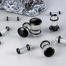 12Pcs Glass Stretching Kit With Rubber O-Rings For Body Piercing - 黑色 - 查看 7