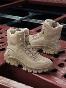 男士户外徒步靴、沙漠训练靴、远足鞋 - 卡其色 - 查看 5