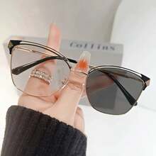 Fashionable Cat Eye High-End Photochromic Glasses - Light Purple Gold - View 8