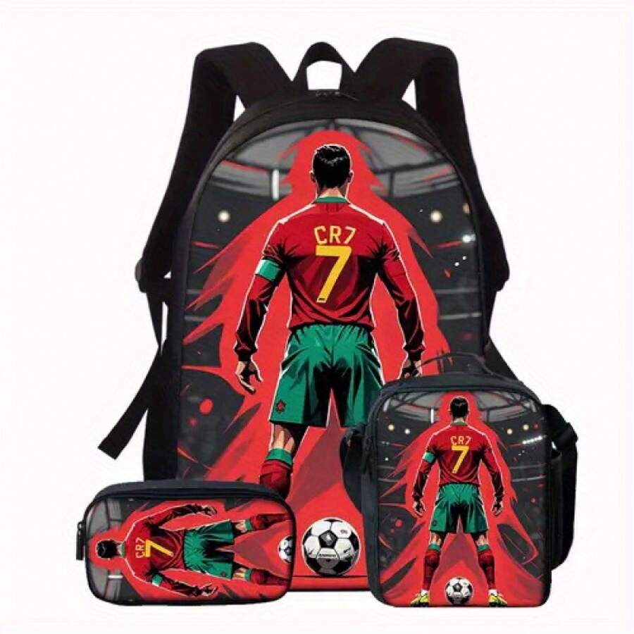 3pcs Football Player Backpack Set For Men And Women, School Bags ...