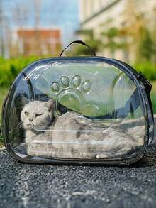 1pc Footprint Space Transparent Cat Backpack, Breathable Portable Pet Bag, Foldable Shoulder Cat Bag Cat Carrier Cat Bag