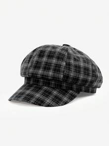 1pc Unisex Retro Plaid Beret Hat, Fashionable And Versatile, Suitable For Men And Women, Autumn/Winter Outdoor Street Style, Great As A Gift