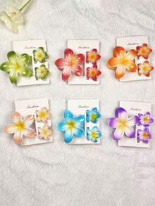 مشبك شعر 1 قطعة مزين بزهرة الفرانجيباني متعددة الألوان، مناسب للرحلات البحرية، الإطلالات اليومية، هدايا إكسسوارات الشعر، مشابك شعر أنيقة، أغراض المدرسة والجامعة، إكسسوارات الخريف والشتاء للإطلالات في العطلات للمرأة