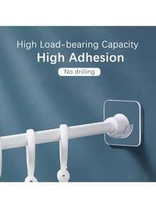 10pcs Clear Adhesive No Drill Curtain Rod Holders - Strong Grip Waterproof Bathroom & Window Tension Rod Holders, Easy Install Wall-Mounted With Curved Design For Semi-Circular Rods, Damage-Free Removal, Minimalist Holder | Durable Plastic Bathroom Decor Christmas Decor