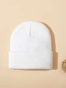 1 件婴幼儿纯色针织帽，多功能，温暖，厚实的耳部保护，适合日常佩戴，秋冬季 - 1PC - 查看 2