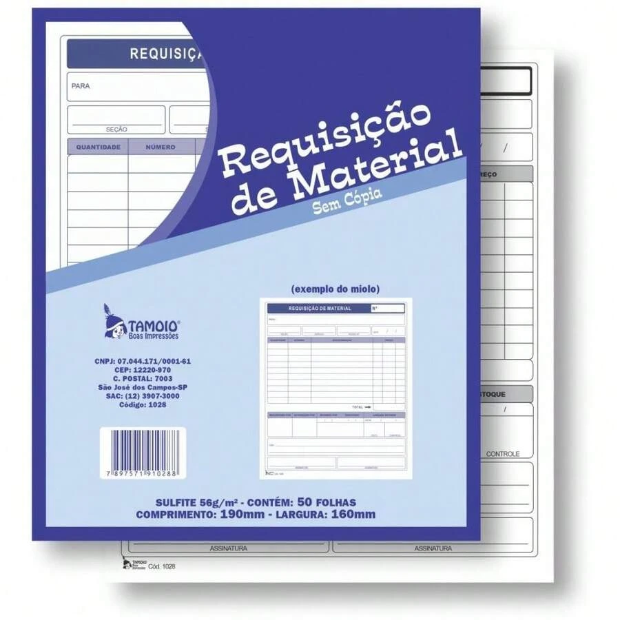 Impresso Requisição de Material Grande 50 Folhas 160X190MM Pacote com 10 Unidades material escolar material escola papelaria - Multicolorido - Visão 1