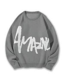 1pc Teenage Boys/Teen Boy Casual Contrast Color Crew Neck Thick Knit Sweater, Suitable For Indoor, Outdoor Exercise, Street Wear, Autumn/Winter