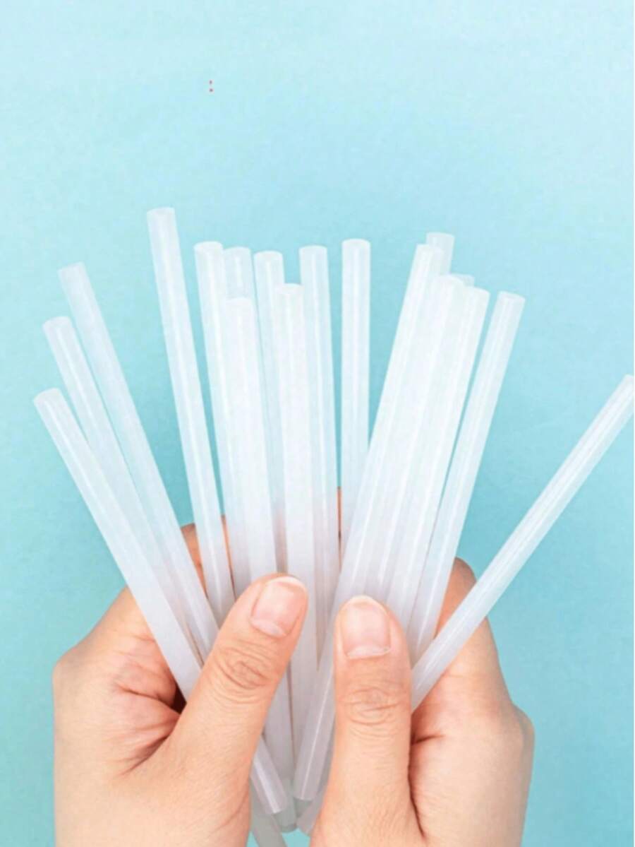 5支/10支/20支/30支/50支/80支/100支/150支透明热熔胶棒，7/100毫米，高粘度DIY胶枪棒，工具配件 - 白色 - 查看 1