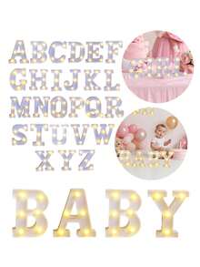 4个/1个 - 16厘米霓虹LED字母灯，电池供电，字母A-Z，适用于派对餐桌中心装饰、性别揭晓派对、生日派对和婴儿房装饰 - 白色-約16cm - 查看 11