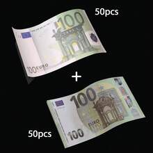 50 peças de réplicas de tamanho padrão 5 €, 10,5 €, 10 €, 20 €, 50 €, adereços de dinheiro falso, adereços de origami de papel, adereços de exibição comemorativa de formato europeu, adereços de filme europeu, adereços de origami para o Dia dos Namorados, adereços de mágica de filme europeu, perfeito para: presentes de Dia dos Namorados, decorações de festa, eventos de bar, adereços de cinema e teatro