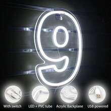 Numero al neon personalizzabile da 0 a 9 - Alimentato tramite USB, luce decorativa da montare a parete per compleanni e occasioni speciali