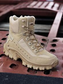 男士户外徒步靴、沙漠训练靴、远足鞋 - 卡其色 - 查看 4