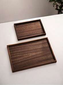 1 Stück/3 Stücke braune rechteckige & runde Serviertabletts, Haushalt Dessert Teller, Hotel Restaurant Kaffee Teller, Tee Tablett, Obst, Sushi, Steak, Brot, Snack Holz Präsentierteller, Tasse Untertasse mit klarer Textur