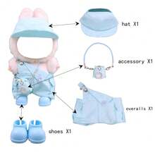 4 قطع طقم ملابس دمية بطول 17 سم = 1 قبعة + 1 بنطلون بيب + 1 إكسسوار + 1 زوج من الأحذية، صندوق أعمى مطلي بالماكرون ملابس دمية مناسبة للدمى من الجيل الأول والثاني والثالث، لعبة حفلة المراهقين، هدية عيد ميلاد (الدمية غير مشمولة)