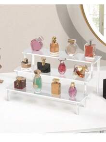 1pc-Acrylic Cosmetics Organizer, Multi-Layer Transparent Display Stand, Suitable For Perfume, Jewelry, Skin Care Products, Cosmetics, Bathroom, Bedroom, Home Decoration, Reinforced And Sturdy Trapezoidal Design