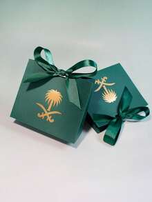 10 قطعة/20 قطعة صناديق هدايا صغيرة للفخر السعودي مزينة بالشعار الوطني وأشرطة اللون، مثالية لاحتفالات اليوم الوطني والفعاليات الشركية والاحتفالات الثقافية