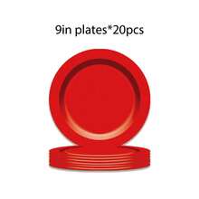 60 个/套红色纸盘，红色一次性纸杯，饮料/咖啡杯，适用于生日派对，户外野餐，9 英寸/7 英寸一次性盘子，纸盘，一次性盘子，纸杯