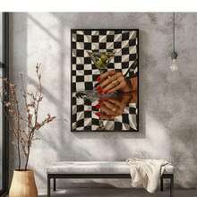 1pc, Canvas Hanging Painting, Framed Decorative Painting, Poster, Wall Art, Vintage Martini, Bar Cart Art, Cool Apartment Wall Art, Cocktail Wall Art, Vintage Living Room Wall Decor, Eclectic, Dorm Decor, Fashion Decorative Painting - Multicolor - View 12