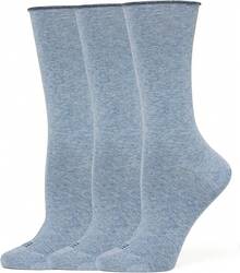 HUE - Calcetines vaqueros para mujer (paquete de 3) - Mezclilla ligera Heather Individual - Ver 4