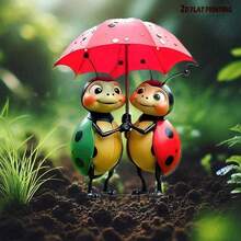 2D 瓢虫花园桩 | 户外婚礼装饰 - 草坪装饰，新娘送礼会花盆雕塑，红黑卡通，全天候，无需电力，欧式花园婚礼季限量版 - 彩色 - 查看 6