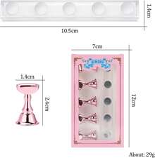 Acrylic Nail Display Stand DIY Nail Crystal Holder Magnetic Practice Stands With Reusable Adhesive Putty Clay For False Nail Tip Manicure Tool (Pink) - 粉色 - 查看 8