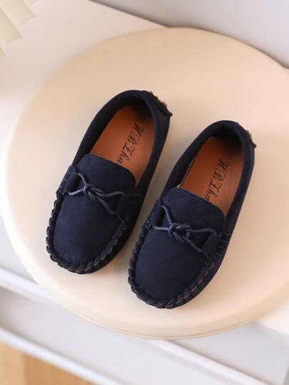 1 Paio di Mocassini casual per bambini con suola morbida, colore unito, ballerine di moda per ragazze, scarpe casual leggere con punta tonda per ragazzi, adatte per uso quotidiano e all'aperto