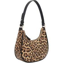 FashionPuzzle Small Crescent Shoulder Bag Underarm Purse - Le007 棕褐色/黑色 - 查看 2