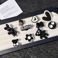 10 Stücke/Set 3D schwarzer Hase und Bär DIY Accessoires, Tier-Thema, aus ABS Material, süße Schuh Dekorationen, Party Geburtstags Geschenke.