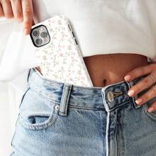 粉色花卉时尚手机壳，兼容 17 Air、17 Pro Max、16e、15 Plus、14 Pro Max、13、12、11，春季礼物 - 粉色 - 查看 2