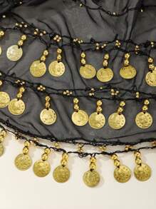 1 Stück Bauchtanz Hüftkette Outfit, Metallnetz Hüftrock Band Körperschmuck, Münzen Hüfttuch Gürtel für Tanz, Boho Stil