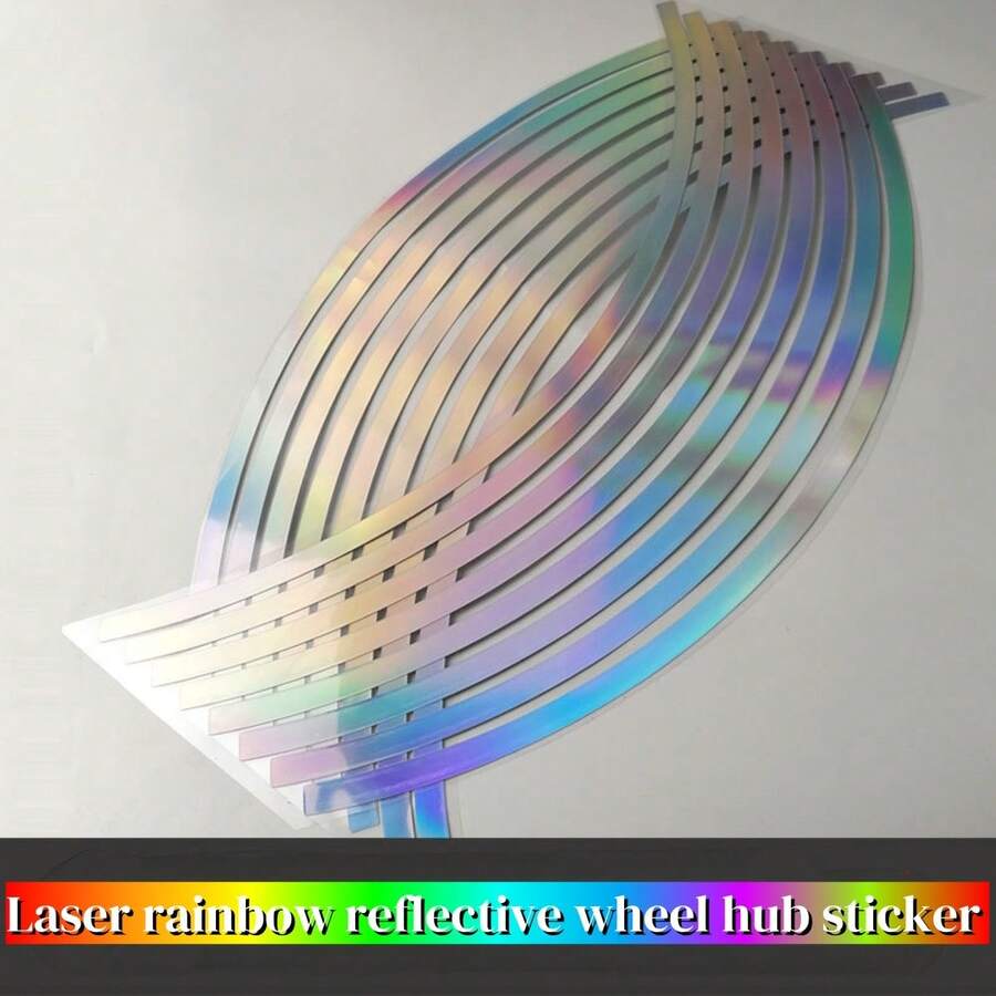 AD 1 Cặp tem dán vành xe máy/ô tô 18 inch, tem dán gầm xe, tem dán trục bánh xe, tem dán lốp phản quang. - Miếng dán vành xe bằng laser - Xem 1