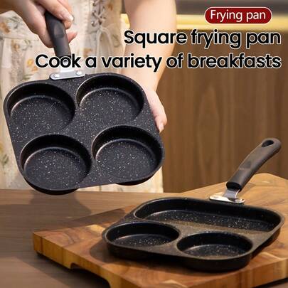 4-In-1 Cast Iron Egg Cooker, Non-Stick Single Handle Frying Pan, Omelette & Burger Maker, Deep Fry Pan, Breakfast Non-Stick Cookware, Dishwasher , Suitable For Electric Stove, Multi-Functional Kitchen Tool For Pancake, Egg Frying, Etc. Kitchen Utensil, Gift