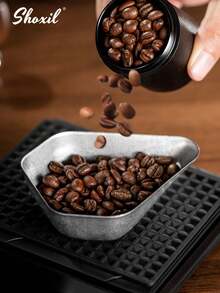 shoxil 1pc Coffee Bean Dosing Cup, Weighing Coffee Bean Container, Stainless Steel Coffee Bean Serving Tray Serving Plate, Tea & Coffee Beans Vessel, Scoop For Coffee Beans, Tea, Bath Salts, Flour, Nut - Coffee Bean Plate - View 5