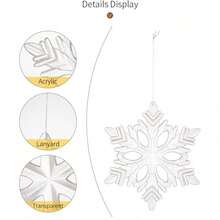 亚克力雪花挂饰 3 种款式水晶透明塑料圣诞树吊坠适用于圣诞节冬季雪景主题 DIY 装饰、新年派对、节日装饰、家居装饰