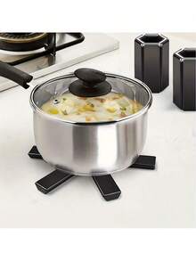 1pc Multi-Functional Foldable Heat Resistant Mat, Non-Slip Kitchen Pad Suitable For Pots, Pans, Bowls, Great Gift For Family And Friends, Kitchen Tool, Heat Insulation - Black - View 4