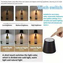 1pc Modern Creative Embedded Wine Bottle Lamp, Restaurant Bar Atmosphere Light, Touch Dimming 3 Color Modes, Bedroom Bedside Night Light, Home Decor Table Lamp, Outdoor Lighting Lamp, Gift Night Light