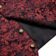 Mens Suit Vest 4PC Silk Paisley Vest With Necktie Pocket Square Cufflinks Formal Woven Waistcoat Suit TuxedoChristmas SAOA - 紅色花卉 - 查看 6