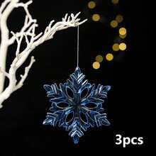 亚克力雪花挂饰 3 种款式水晶透明塑料圣诞树吊坠适用于圣诞节冬季雪景主题 DIY 装饰、新年派对、节日装饰、家居装饰