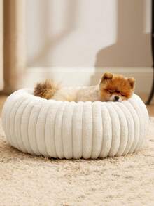 1pc Plush Dog Bed, Warm Pet House, Breathable Cat Nest Suitable For Small/Medium/Large Cats And Dogs, All Season - Beige - View 7