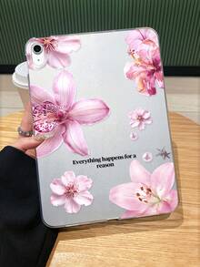 透明粉色花卉 iPad 保护套 - 时尚保护套，带有励志名言，优雅的保护性设计，兼容 iPad Pro 11、iPad Air 2、iPad Air 第五代 2022、iPad Air 11 英寸 (M2)-2024、iPad Air 11 英寸 (M3) 2025，适合个人使用、送礼和夏季场合 - 彩色 - 查看 2