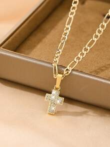 1 Piece Of Exquisite And Elegant Shining Large And Small Cross Copper Pendant Copper Inlaid Zirconia Necklace, Suitable For Giving To Girls/Boys/Family/Friends/Versatile/Light Luxury/Party/Banquet/Festival/Christmas/Thanksgiving/Halloween/Gift