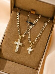 1 Piece Of Exquisite And Elegant Shining Large And Small Cross Copper Pendant Copper Inlaid Zirconia Necklace, Suitable For Giving To Girls/Boys/Family/Friends/Versatile/Light Luxury/Party/Banquet/Festival/Christmas/Thanksgiving/Halloween/Gift