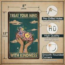 Vintage Thick Metal Tin Sign-Treat Your Mind With Kindness Sign 55QQ - Hãy trân trọng tâm trí bạn bằng lòng tốt - Xem 2