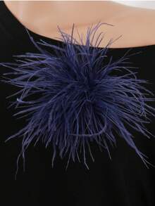 15cm Broche de solapa de pluma de avestruz falsa de alta calidad y estilo retro clásico, accesorio de moda versátil para regalo. Broche de pluma de avestruz vintage europeo y americano, broche decorativo unisex para vestidos, fiestas, manualidades y accesorios para el cabello - flor - Ver 40