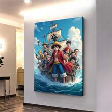 1pc One Piece Anime Canvas Painting, Canvas Art Print - Suitable For Home Wall Decoration In Living Room, Bedroom, Game Room, Etc. - Perfect Gift For One Piece Fans, Bedroom Wall Art, Dynamic Character Pattern, 2D Graphic Design, No Frame.
