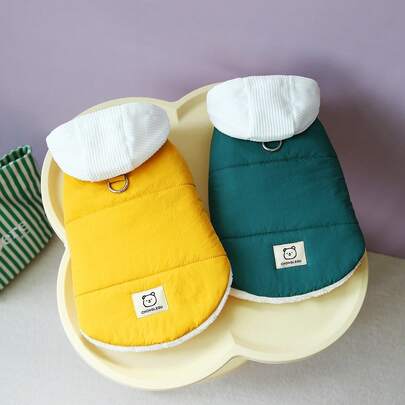 24pcs New Style Padded Coat, Thick Warm Pet Clothes For Dogs & Cats, Autumn/Winter, Hooded Windproof Coat, Popular European & American Style Pet Apparel